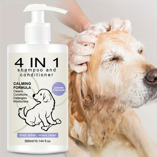 4-in-1 Pet Shampoo and Conditioner with Lavender & Chamomile - Deep Cleans & Nourishes
