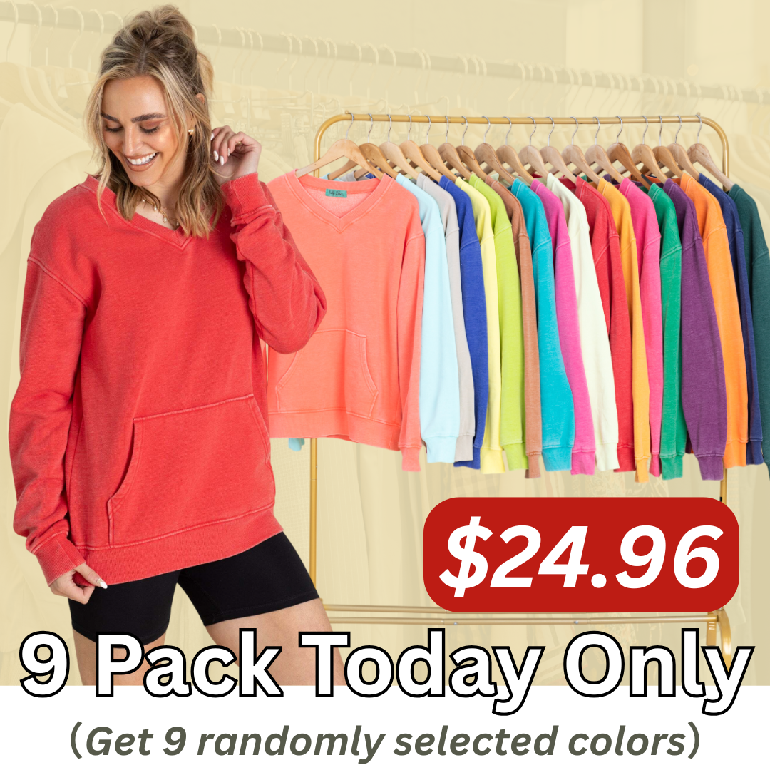 Pigment Dyed Cozy Campfire V-Neck Sweatshirt