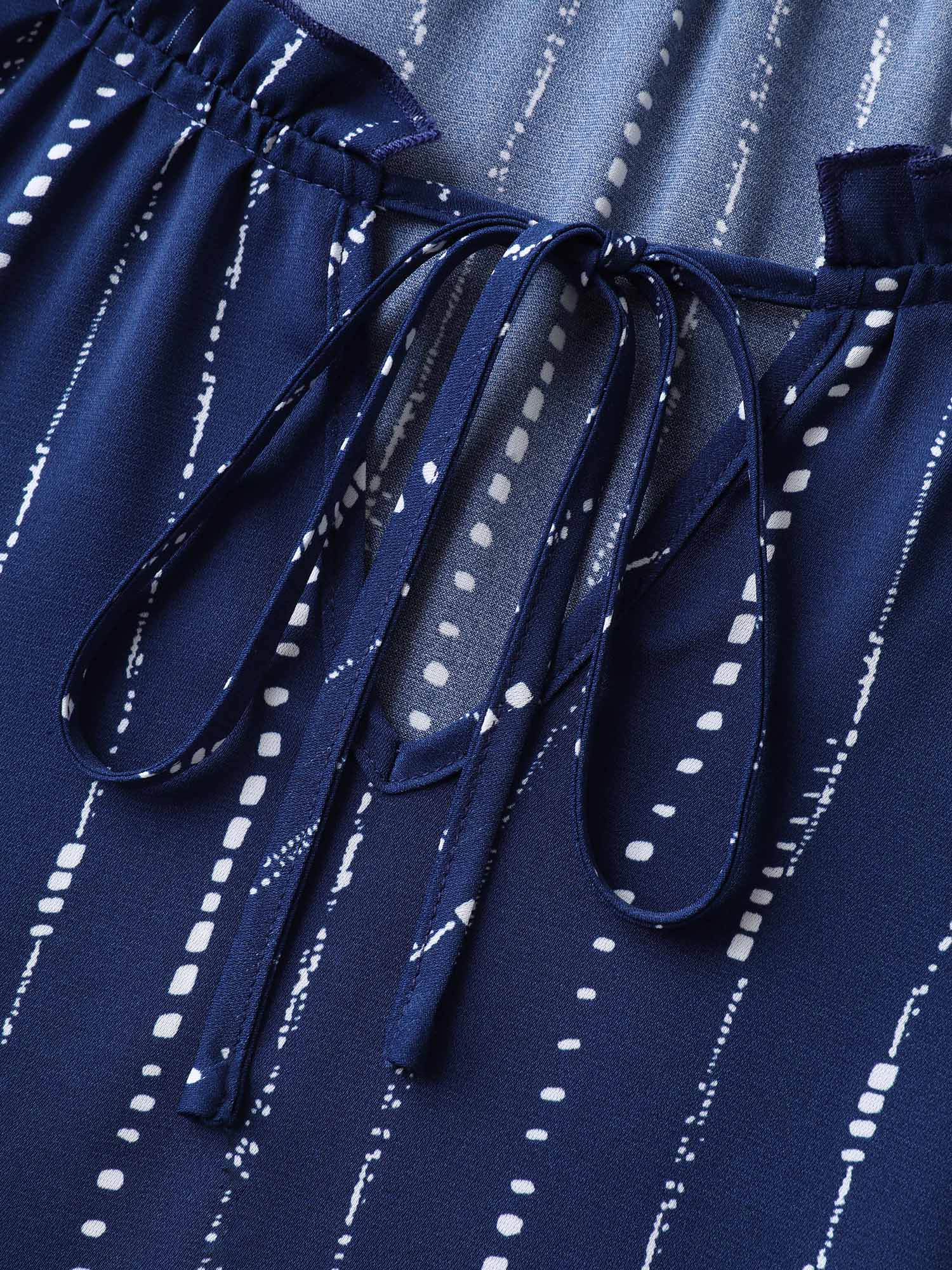 Textured Notched Collar Tie Puffy Blouse