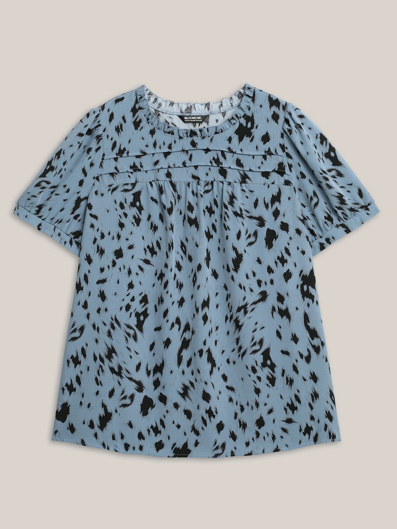 Leopard Print Toothpick Pleat Blouse