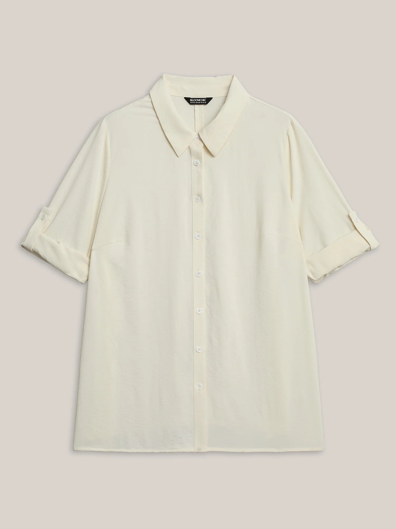 Bow Back Button Placket Solid Blouse