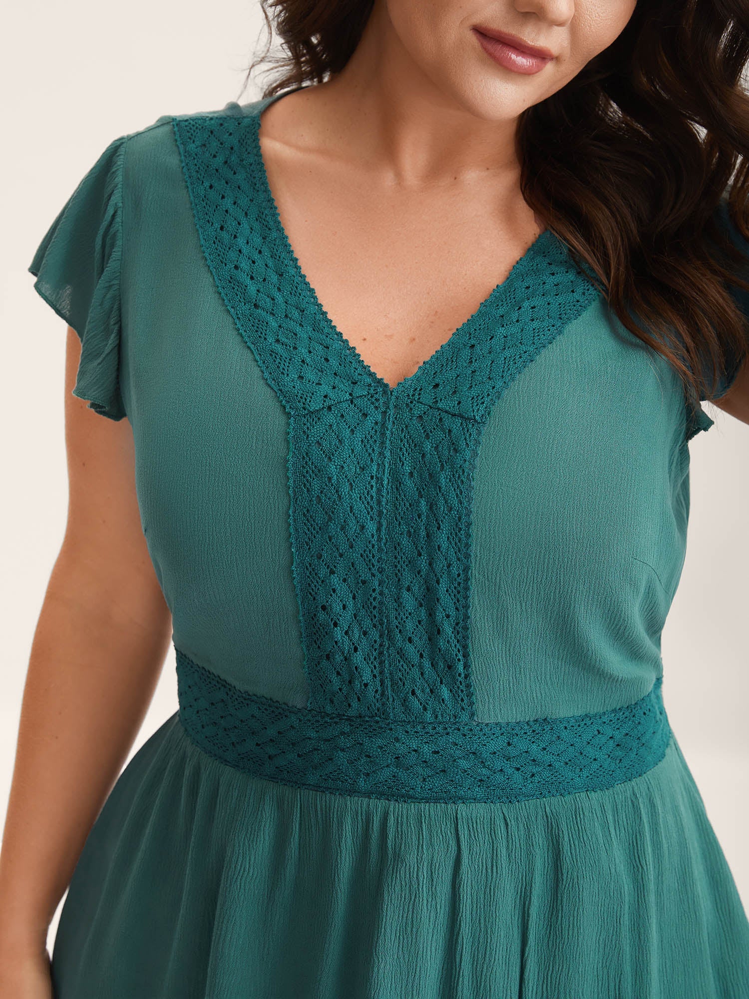 Lace Trim Perfect-Fit Solid Blouse