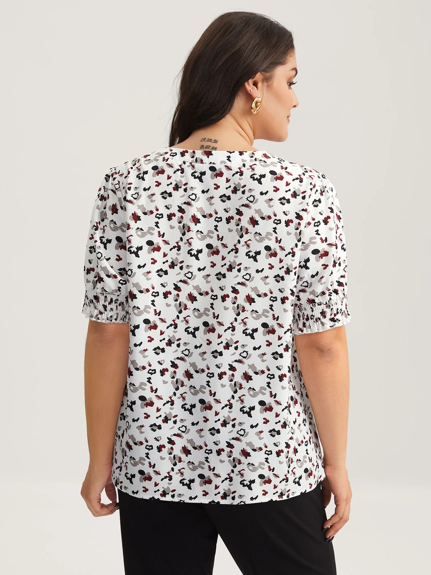 Leopard Print Split Neck Blouse