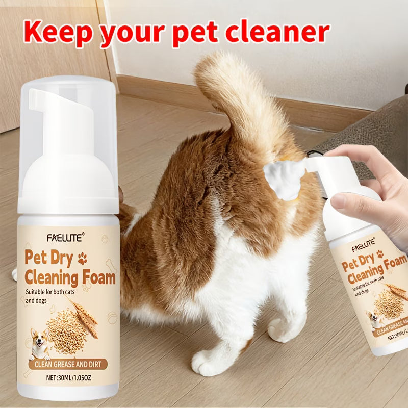 FAELUTE Pet Dry Shampoo Spray | No-Rinse Gentle Formula for Cats and Dogs