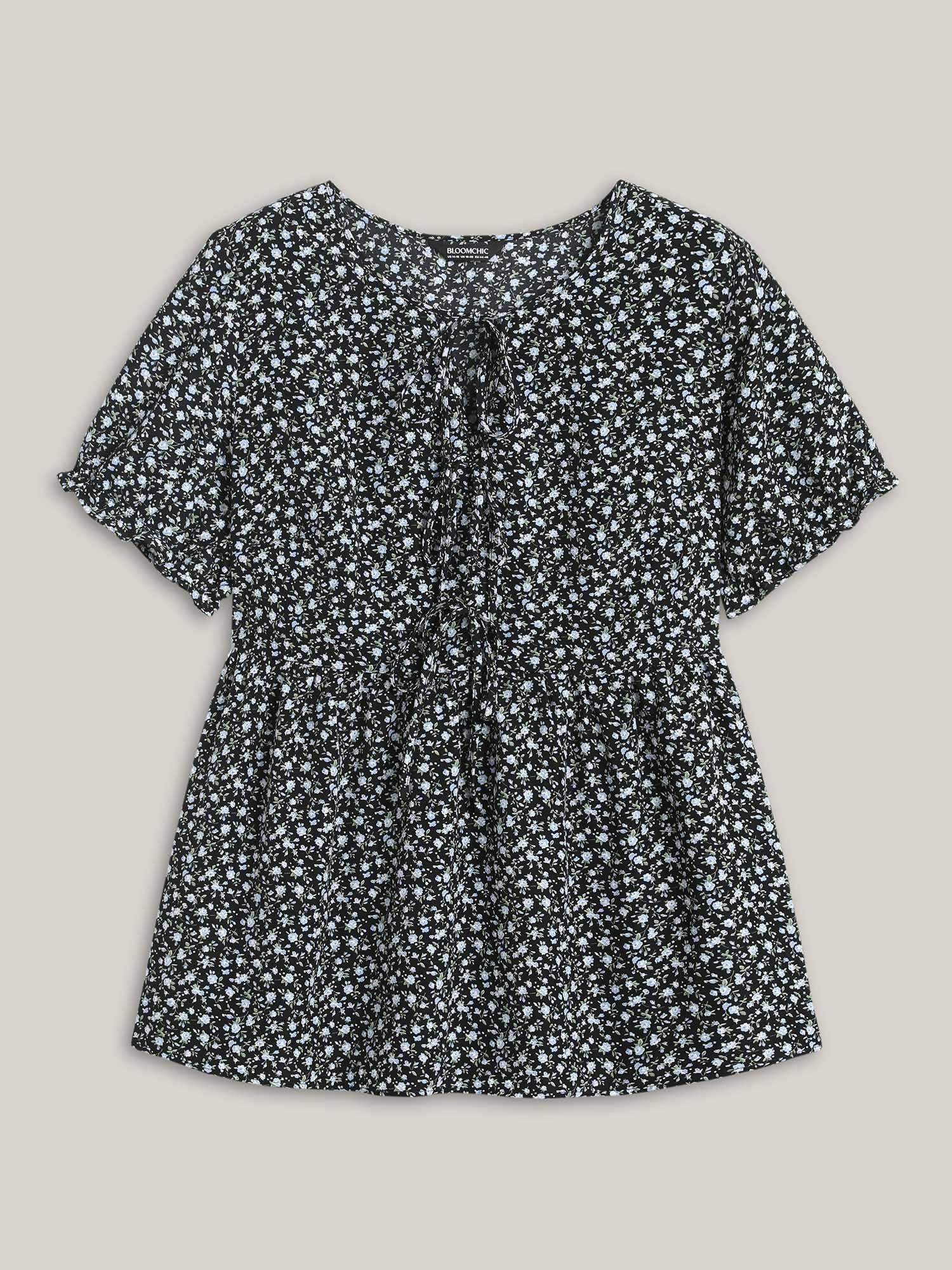 Ditsy Floral Print Bow-Tie Blouse