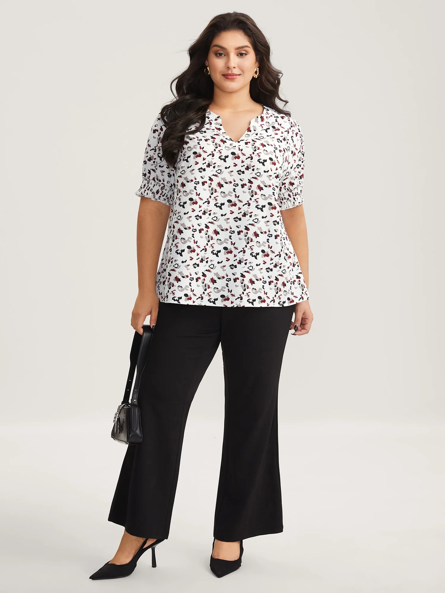 Leopard Print Split Neck Blouse