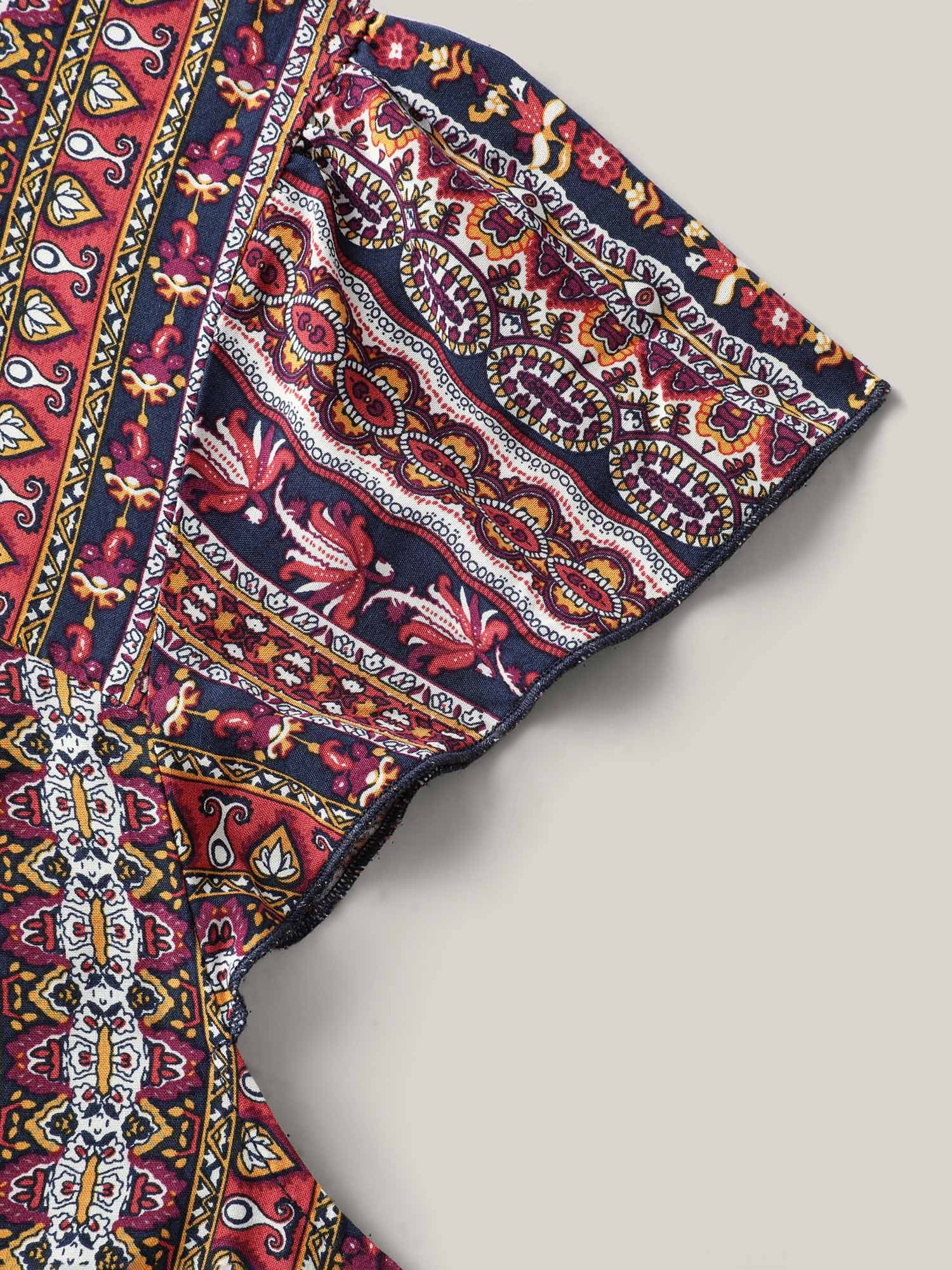 Boho Stripes Tiered Ruffle Blouse