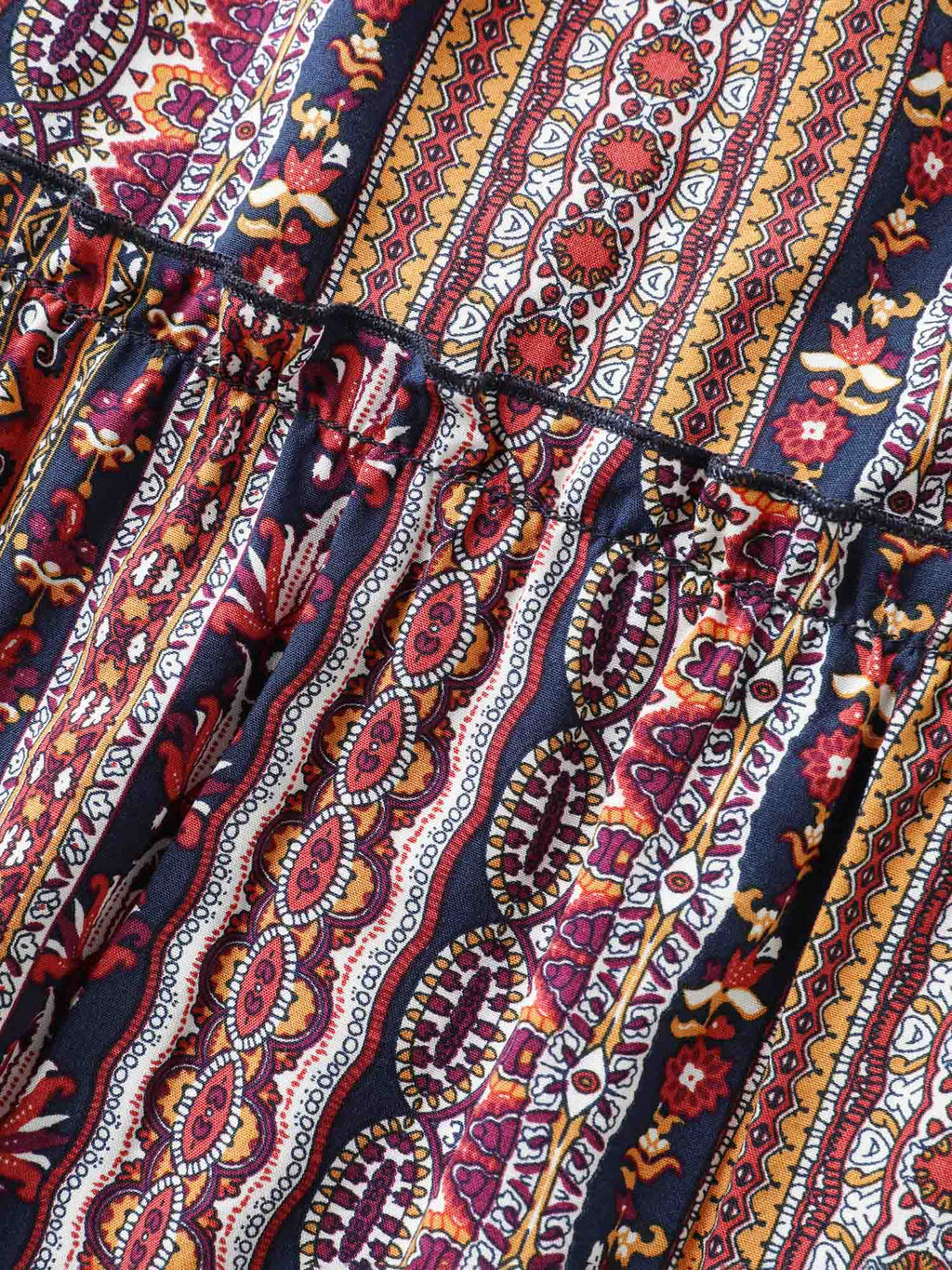 Boho Stripes Tiered Ruffle Blouse