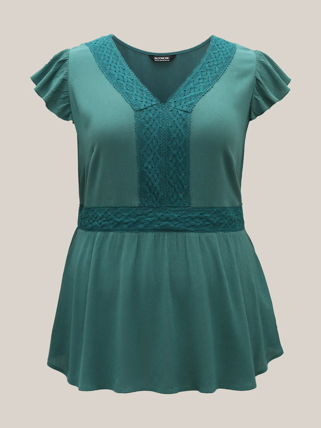 Lace Trim Perfect-Fit Solid Blouse