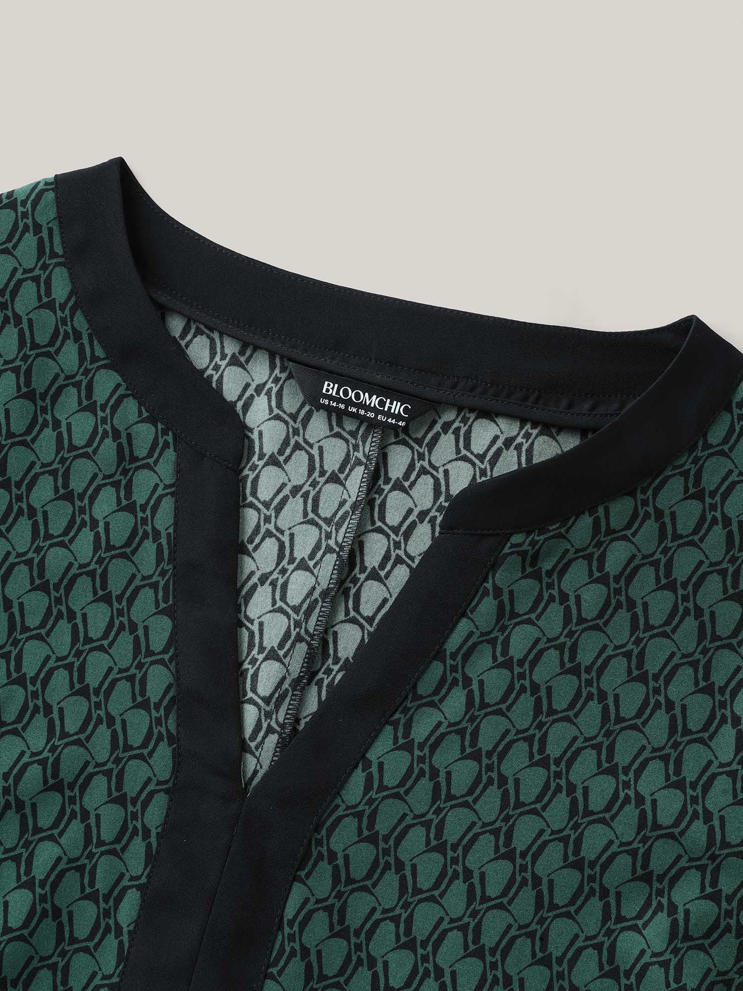 Geometric Print Color Contrast Blouse