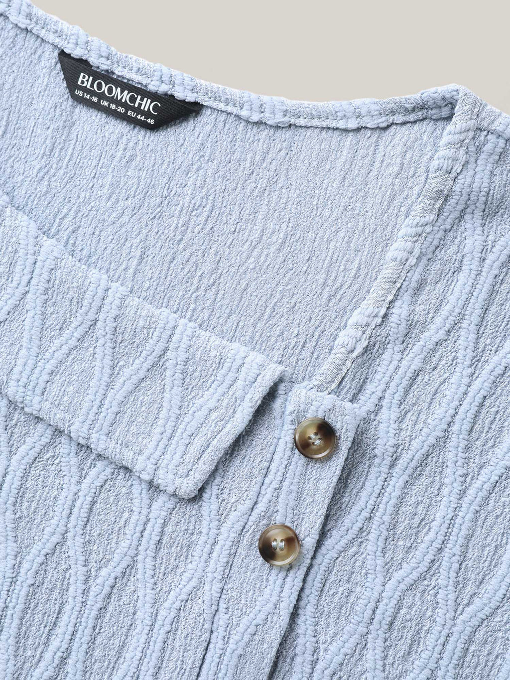 Asymmetrical Collar Textured Plain Blouse